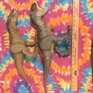 Jurassic Park World Dinosaur Toys -Lot of 2 - Large Tyrannosaurus Rex w Action